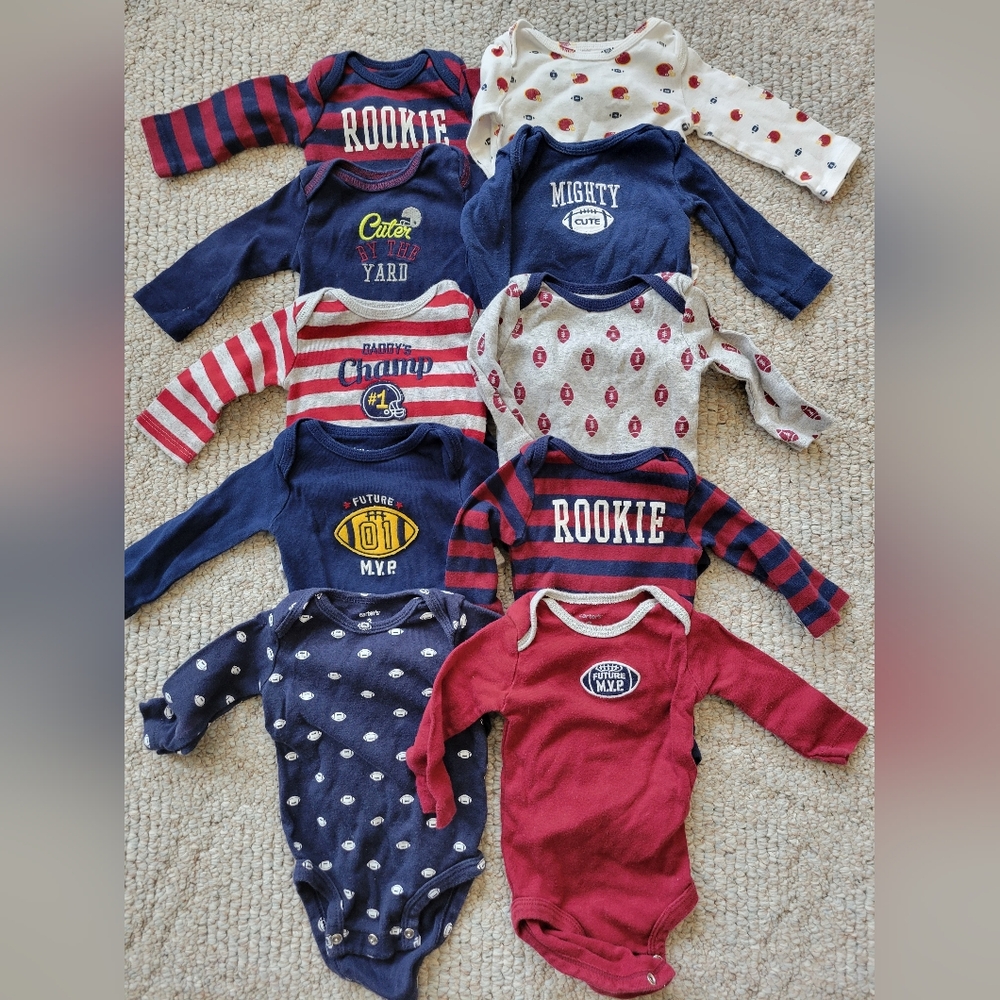 3 months Boys Onesies Bodysuits long sleeve football theme